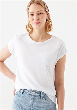 165846-21649Mavi Basic Kısa Kol T-Shirt Beyaz Kadın T-Shirt